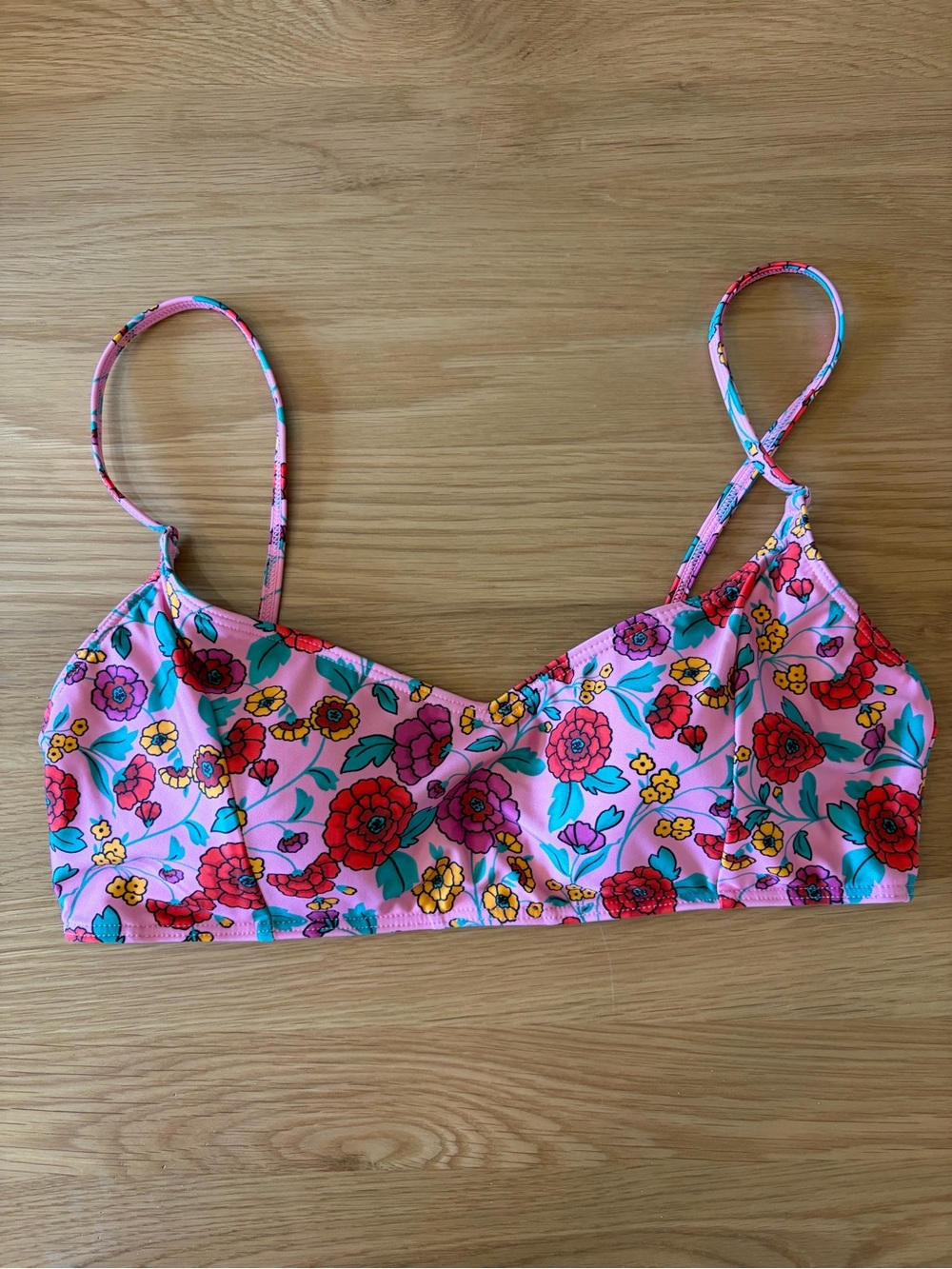 summersalt Pink Floral Camisole with Red & Yellow Blooms